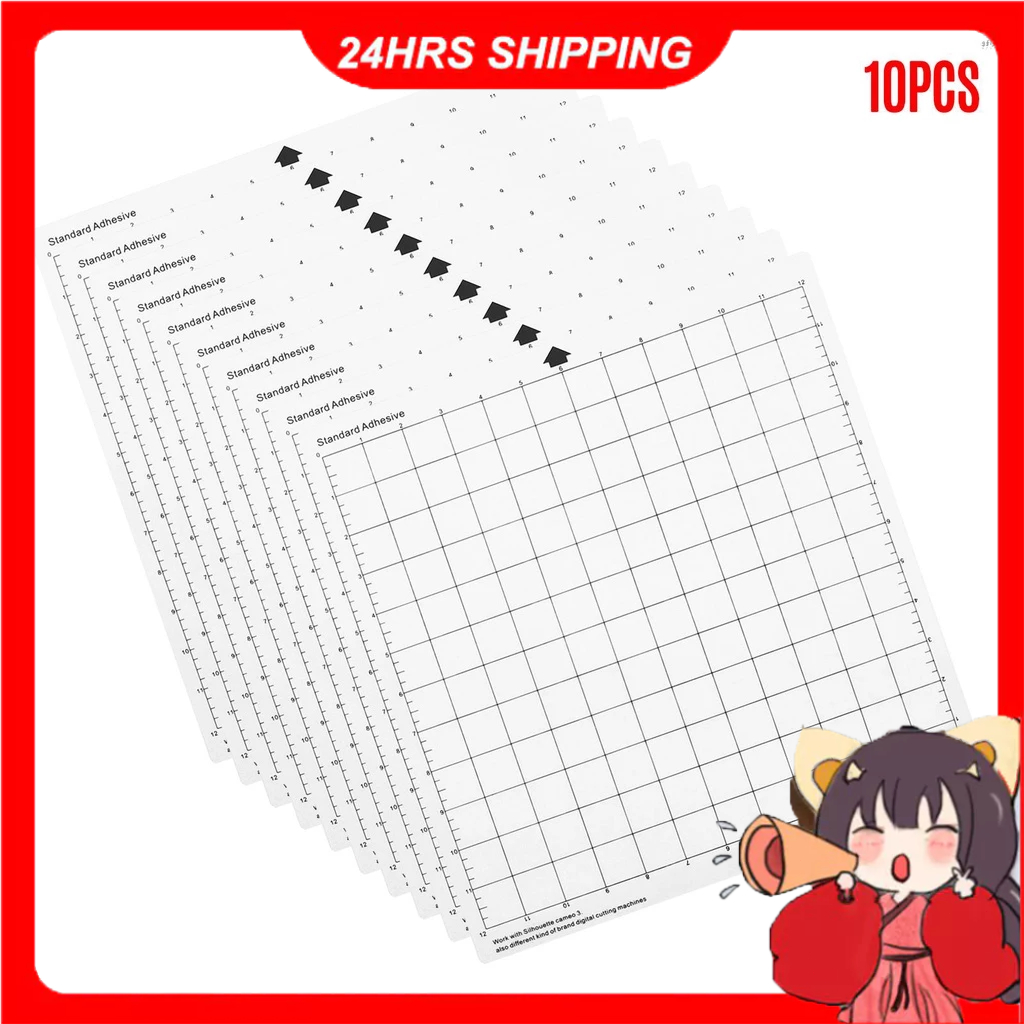 

[In Stock] Bisofice Replacement Cutting Mat Transparent Adhesive Cricut Mat with Measuring Grid 12 by 12-Inch for Silhouette Cameo Cricut Explore Plotter Machine 10PCS
