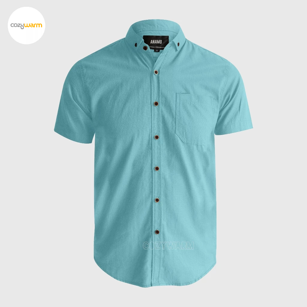 KEMEJA POLOS PRIA BIRU WARDAH PENDEK