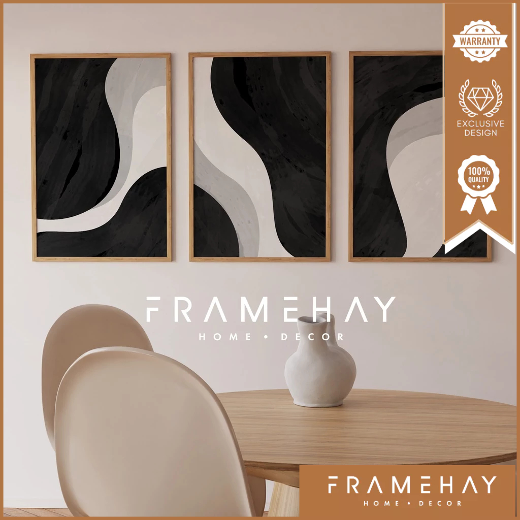 Hiasan Dinding Ruang Tamu Minimalis dekorasi dinding 30x45cm Wall Art rint Minimalis dengan Bingkai 