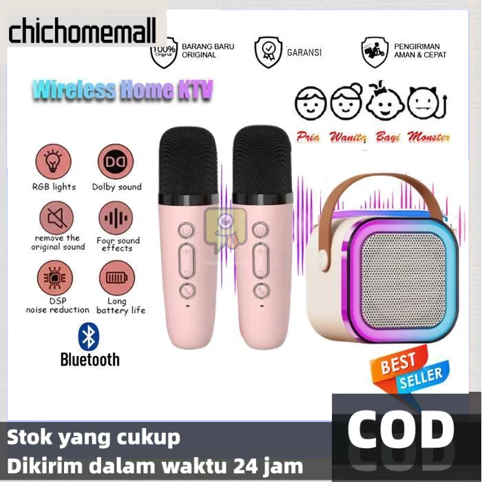 [COD]Mini Speaker Karaoke Microphone Bluetooth Speaker Mic Wireless Mikrofon Portable Mic Anak Untuk
