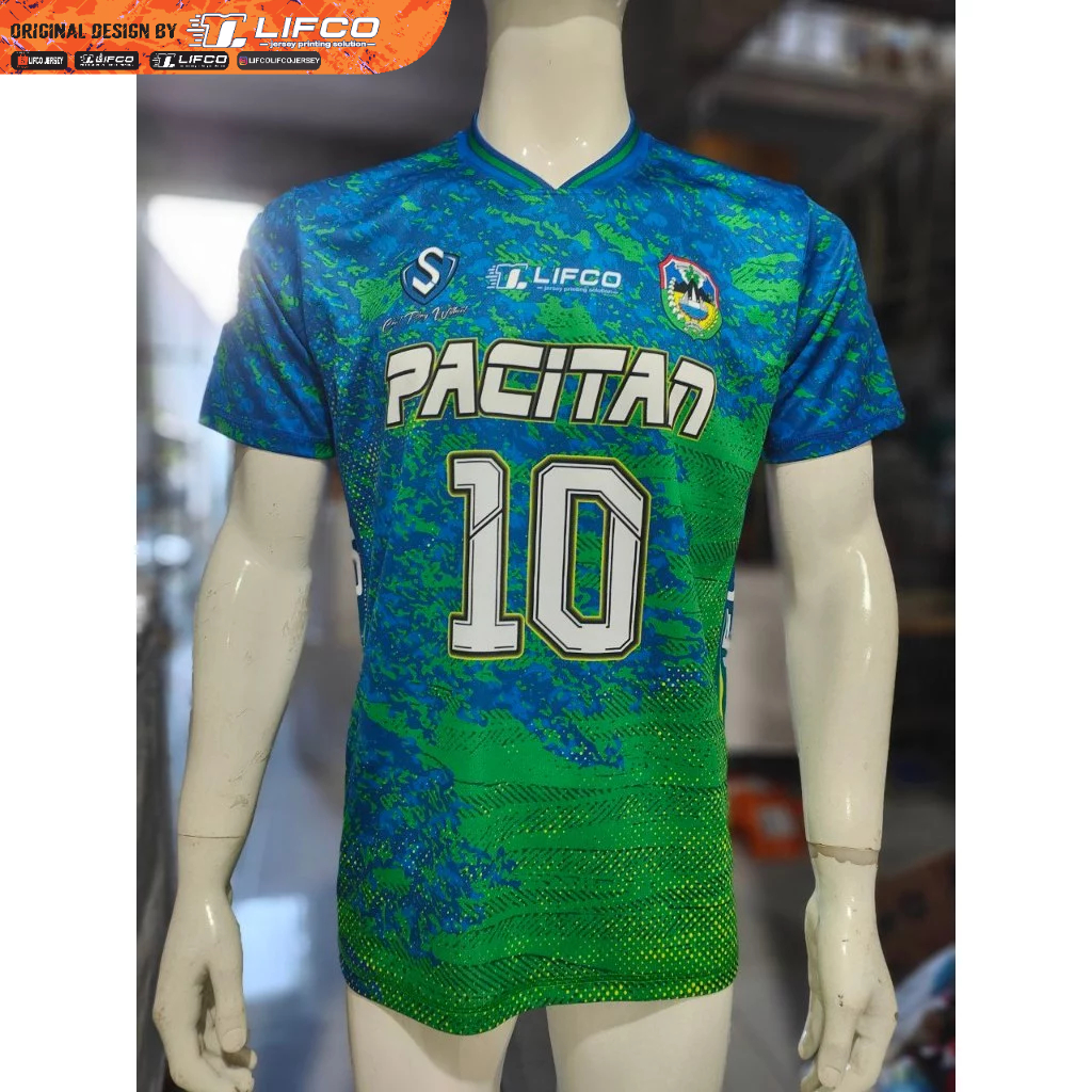 JERSEY VOLLEY BALL ORIGINAL LIFCO  -PACITAN-HIJAU BIRU (TIDAK BISA REQUEST NAMA DAN NOMOR)