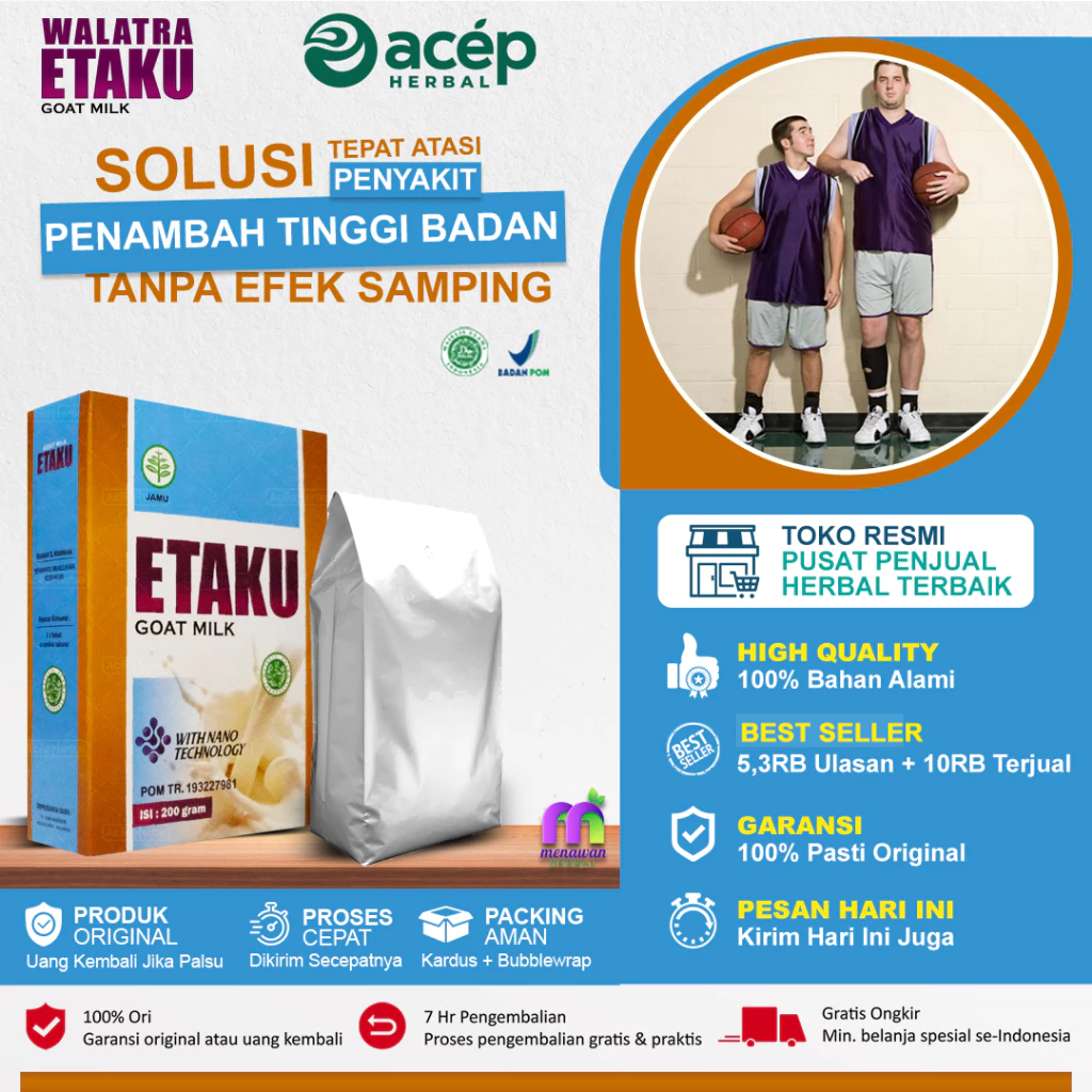 Susu Peninggi Badan Remaja Dewasa Anak Usia 12 18 20 Tahun Keatas Etaku Goat Milk Isi 1 Box 200 Gram