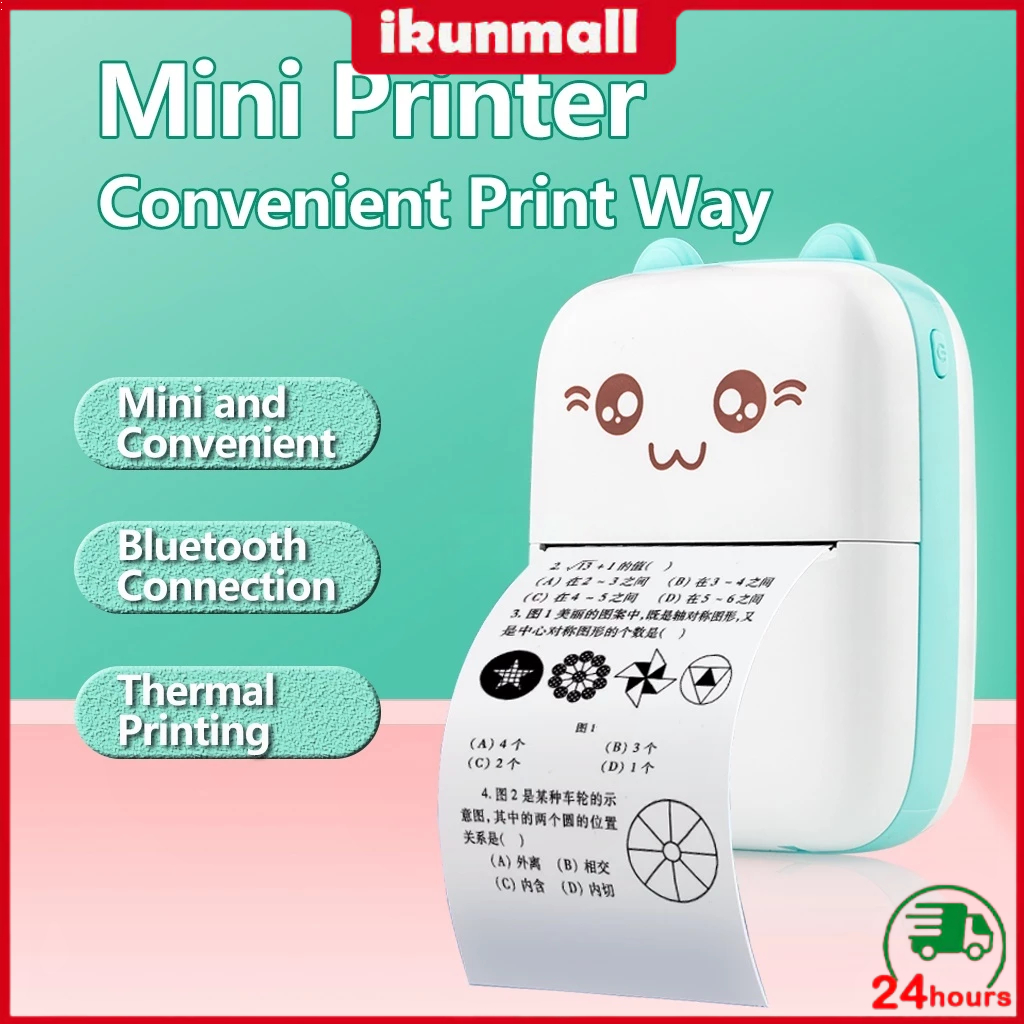 COD Mini Thermal Printer Bluetooth Printer Portable Tanpa Tinta Termal Printer Label Receipt Barcode