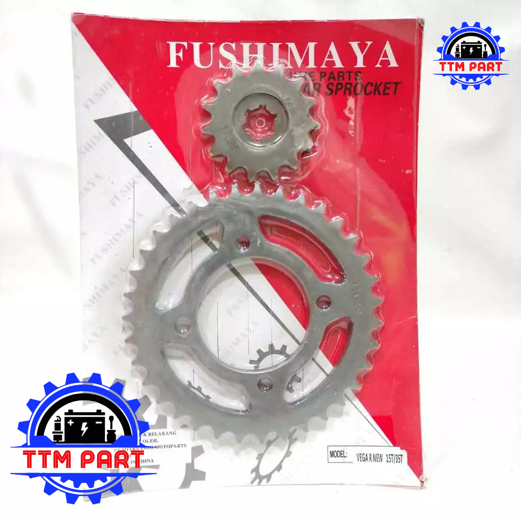 GEAR  SET DEPAN BELAKANG  428 YAMAHA VEGA R NEW 15/35T GIR FUSHIMAYA