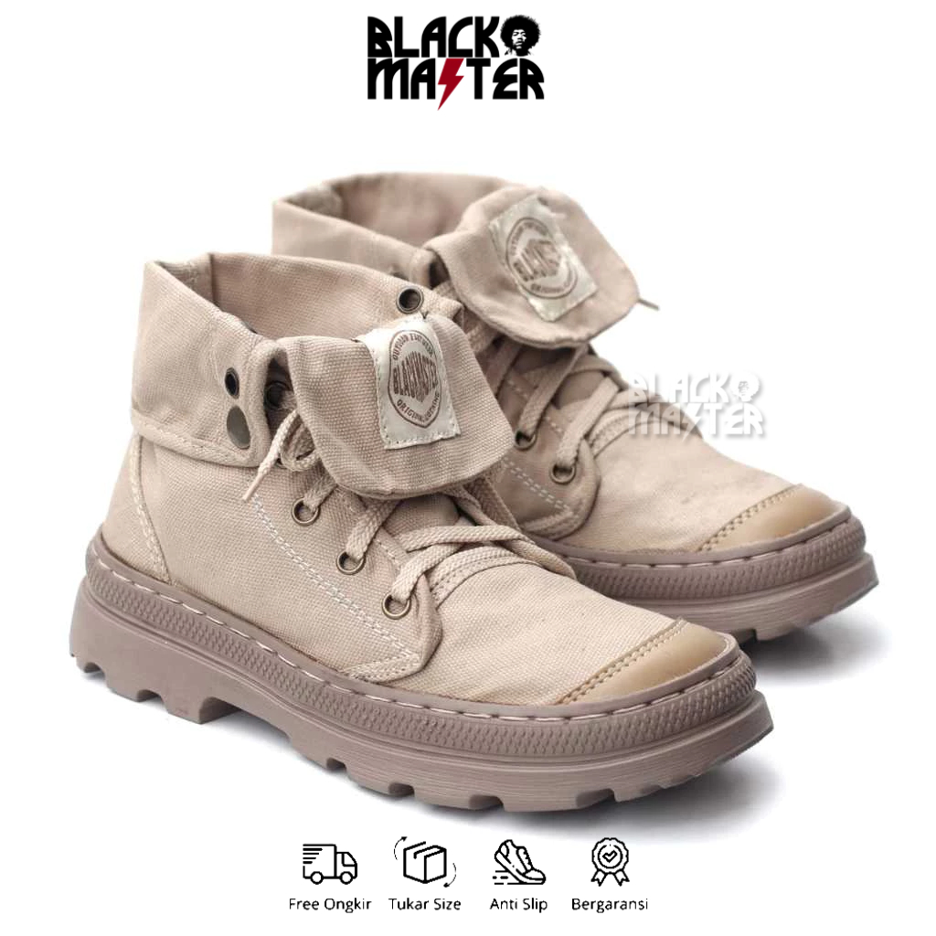 BLACK MASTER - Sepatu Formal Boots Pantofel Hitam Kanvas Pria