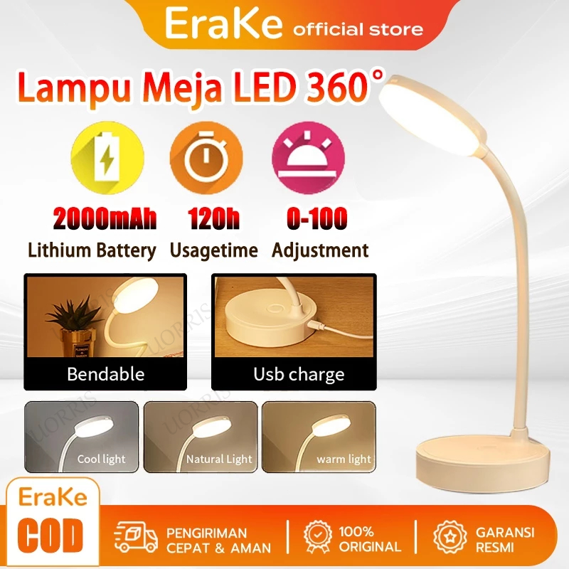 Lampu LED Kamar Lampu Belajar Lampu Meja LED Lampu Kantor Charge 3 Cahaya Portabel Desk Light For Da