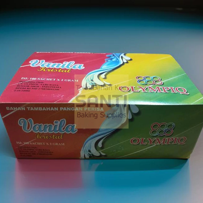 

Olympic | Perisa Vanili Bubuk Kristal Sachet | 1 Kotak 100 Sachet @2 Gram