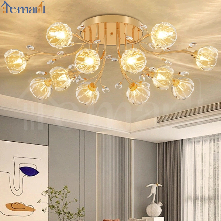 ❣️Garansi&COD❣️Lampu Plafon Kristal Lampu Hias Gantung Nordic ruang tamu lampu kristal LED 3 warna  