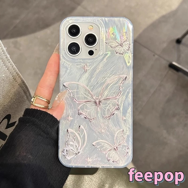2024 iphone Case Silver kupu-kupu camlet Rasa kemewahan for iphone 11 12 13 XS X XR- FEE