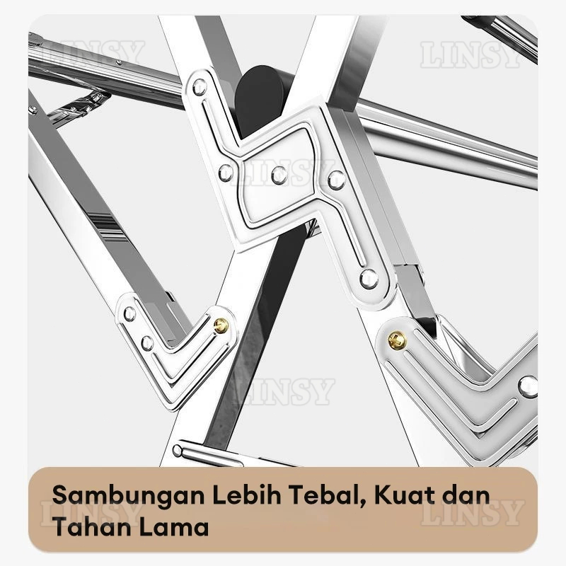 New Jemuran Baju Lipat 5 Tiang Dengan Roda Jemuran Baju Lipat Stainless Steel Jemuran Pakaian