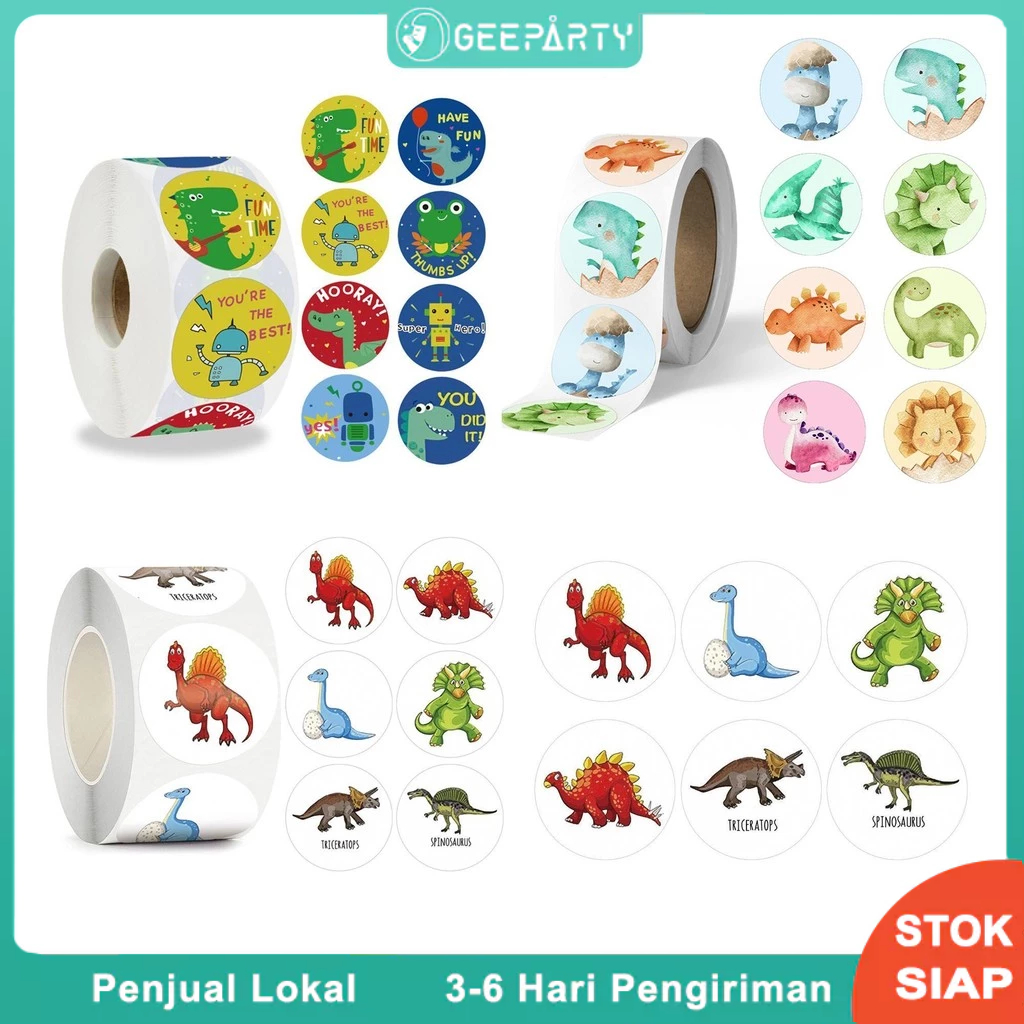 500 Pcs Stiker Dinosaurus Untuk Dekorasi Pesta Ulang Tahun Tas Jarahan Perlengkapan Favorit