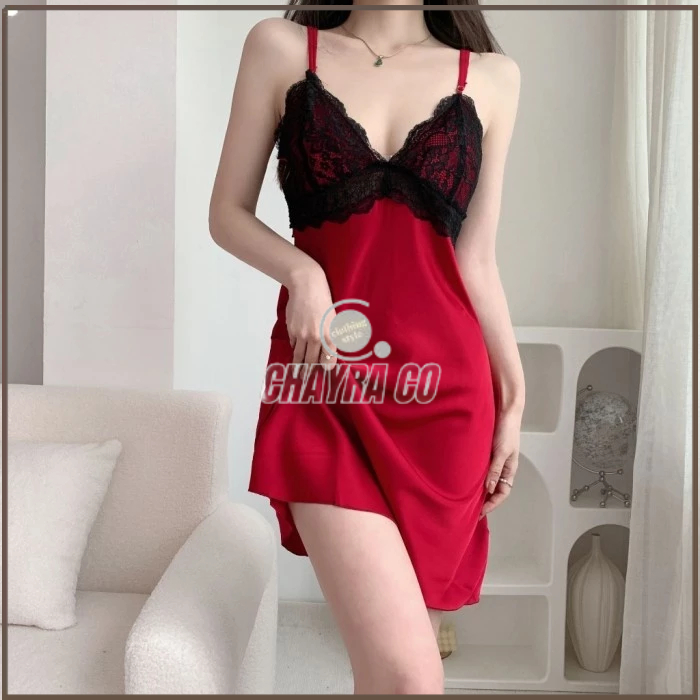 Lingerie Dress Seksi + G-String Pakaian Dalam Seksi Musim Panas Cyra