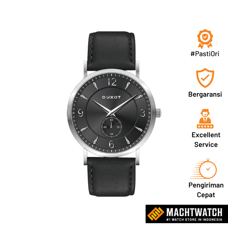 Jam Tangan Pria DUXOT DX-2039-01 Men Black Dial Black Leather Strap Limited Edition