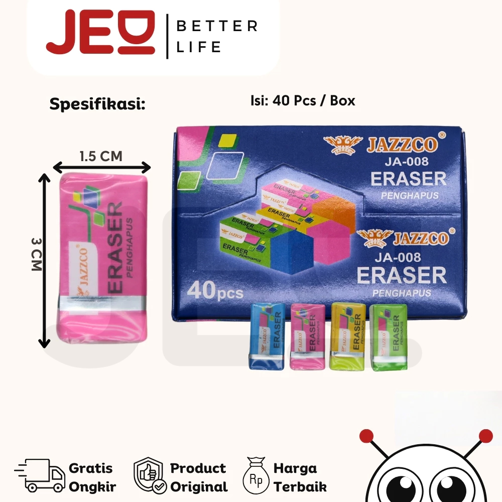 

1 box Eraser Penghapus Jazzco Kecil (40 Pcs)