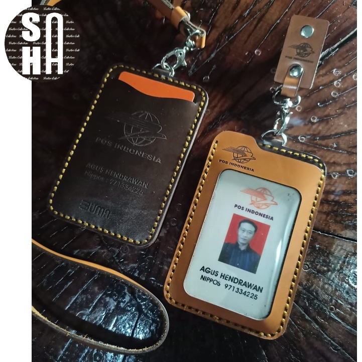 

NAMETAG KULIT ID CARD HOLDER KULIT MODEL 3 LAPIS 2 WARNA COKLAT MUDA DAN COKLAT TUA KULIT ASLI