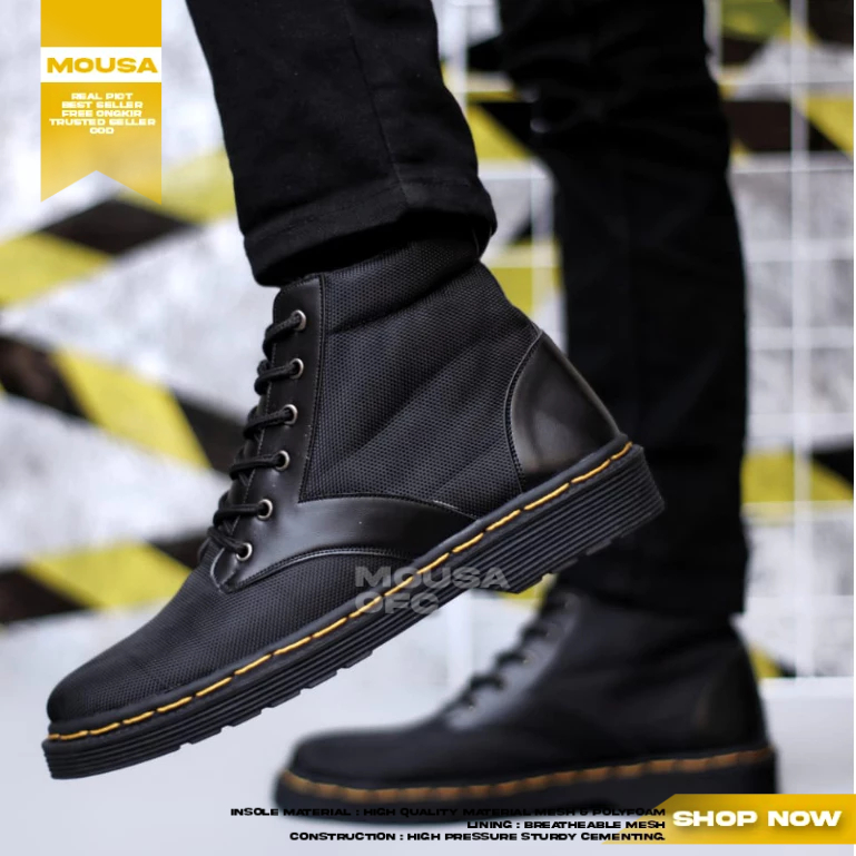 Sepatu Docmart Boots Kanvas Hitam Pria