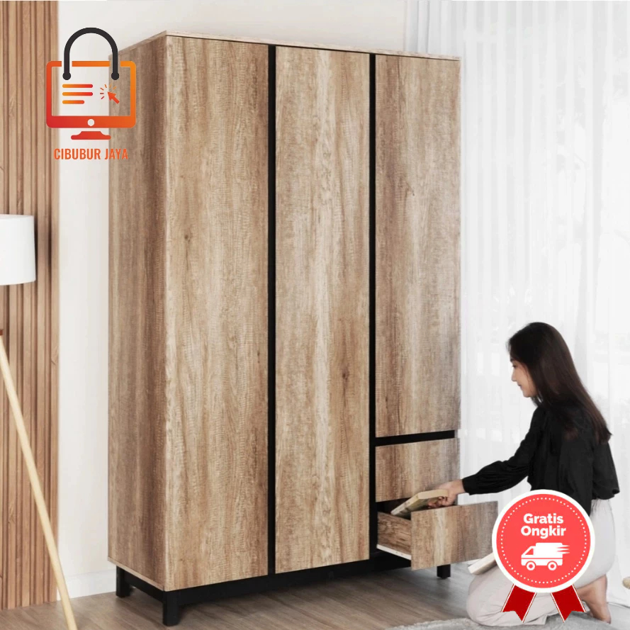 CIBUBUR JAYA GRATIS ONGKIR BALI BEST SELLER LEMARI PAKAIAN 3 PINTU / LEMARI MINIMALIS / LUNA LONDON 
