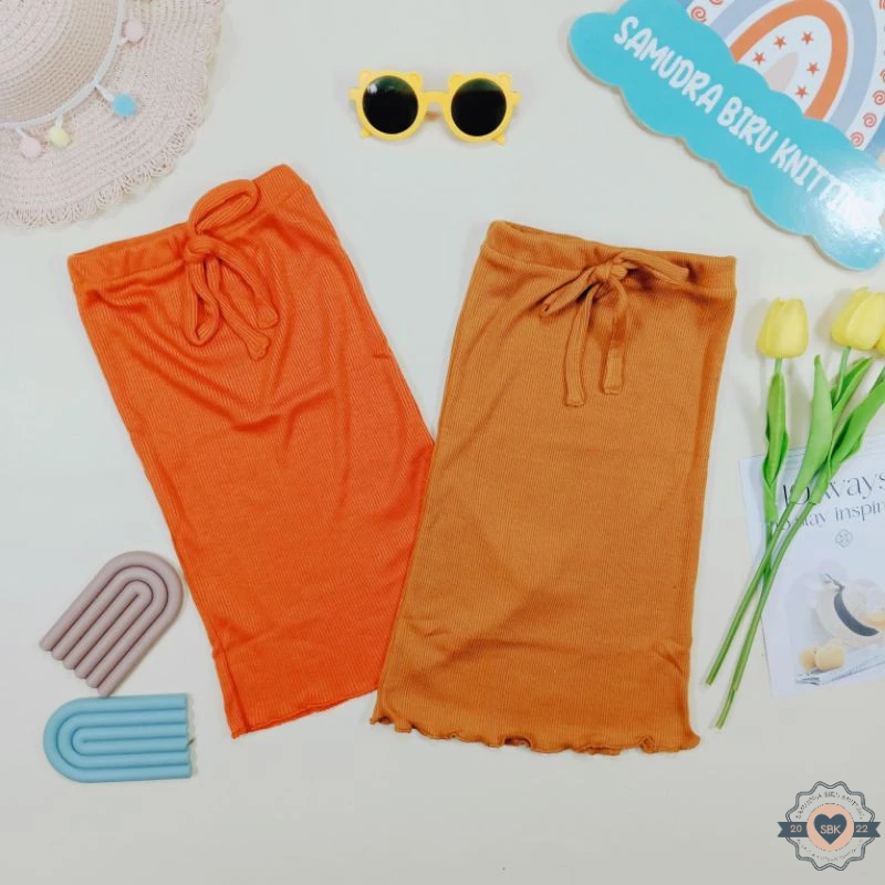 Rok Span Anak Perempuan Knit Rib Usia 1-6 Tahun | Bawahan Rok Span Anak Bahan Rib Knit Halus