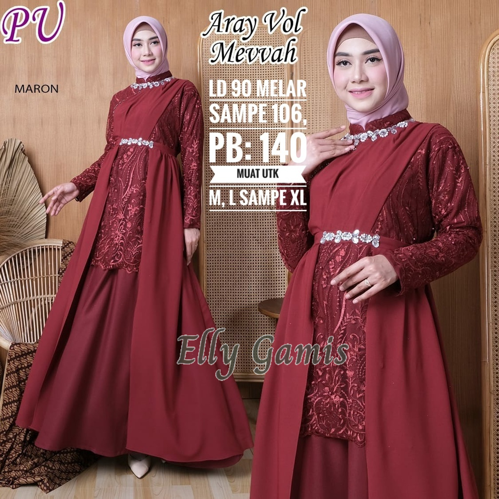 Baju Kondangan Wanita Dress Kondangan Gamis Brukat Aray