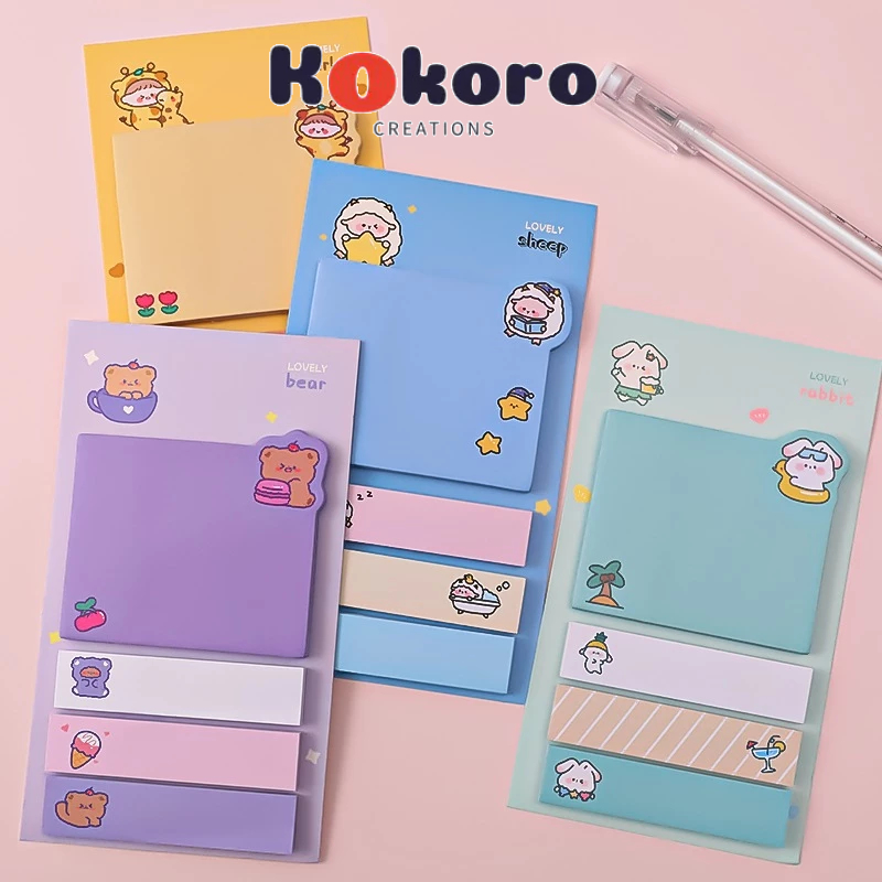 

KokoroCreations - [SK24] Korean Sticky notes cute animal 4 line memo note korea