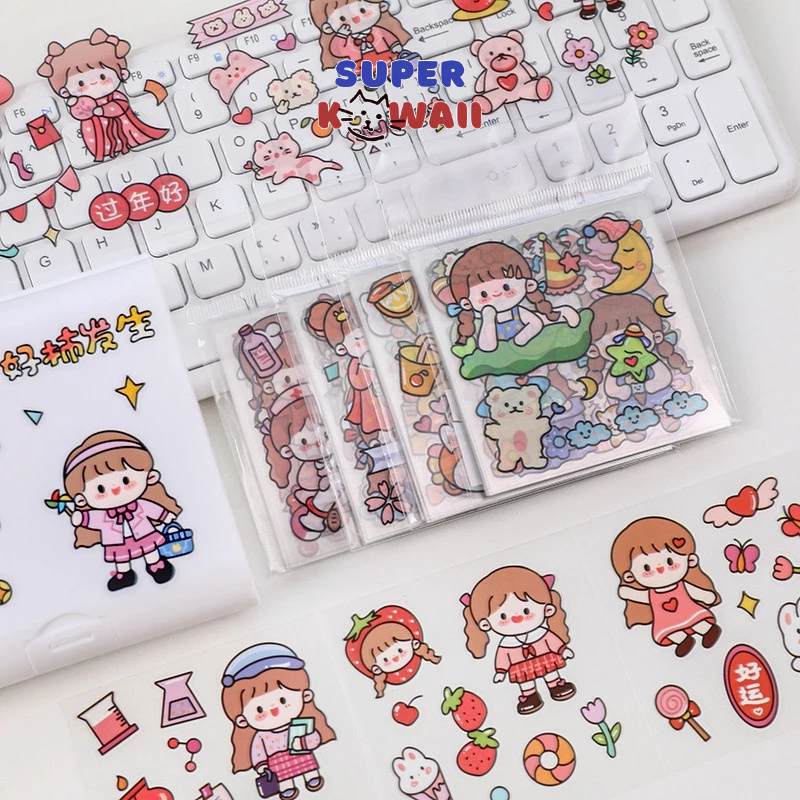 Super Kawaii - [SK30] 25 lembar sticker PET waterproof deco stiker hias komi