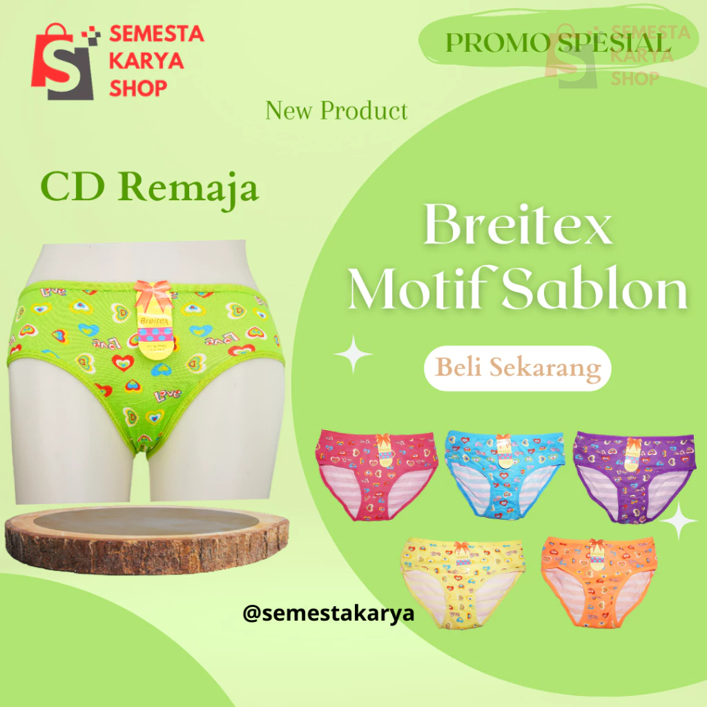 Obral 24 Pcs CD Breitex Remaja Sablon Bundling Hemat - Celana Dalam Breitex || Pinlei