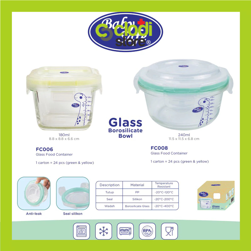 Baby Safe Glass Food Container FC006 Glass Food Container MPASI Tempat Mpasi Kaca Wadah Mpasi Kaca P