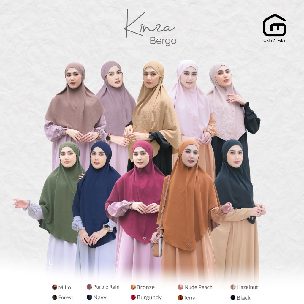 Amily Hijab Kinza Bergo Tali Hijab Instan Motif Polos Bahan Crinkle griya mey