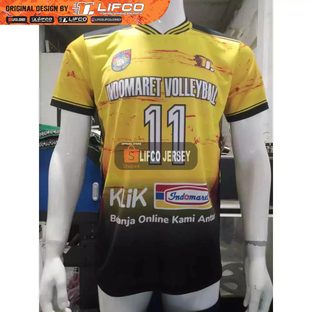 READY STOCK PREMIUM JERSEY VOLLEY BALL ORIGINAL LIFCO LIVOLI INDOMARET KUNING HITAM SERIES (TIDAK BI