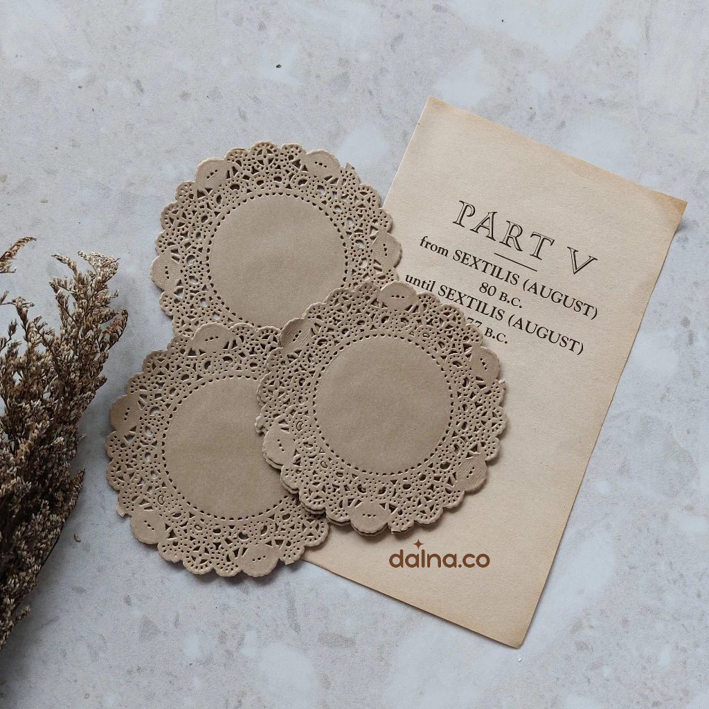 

[Dalna.co][COD] 5 PCS Kertas DOILIES Renda Coklat Scrapbook BUJO Vintage Journaling