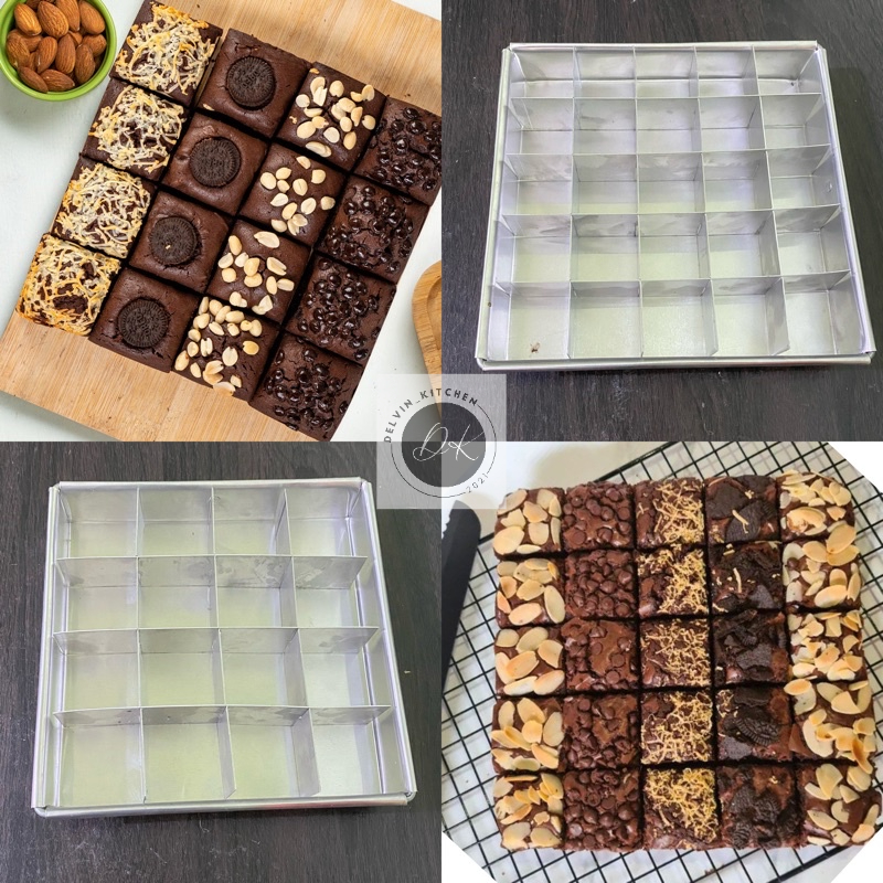 Loyang sekat persegi / loyang sekat brownies / loyang sekat kotak bahan alumunium tebal