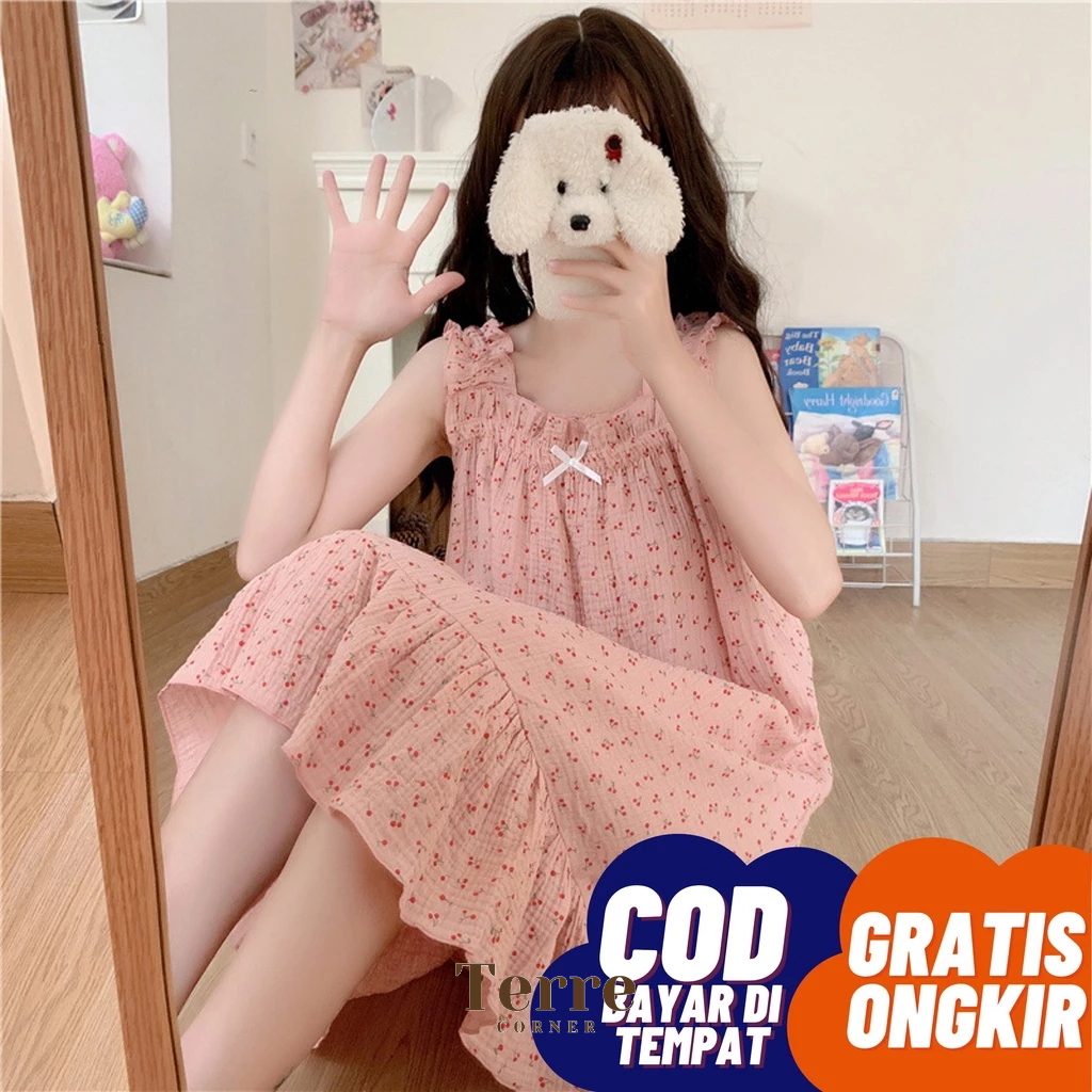 DASTER AESTHETIC BAJU TIDUR WANITA PIYAMA WANITA BAJU TIDUR WANITA MURAH CHEL PAJAMAS DRESS PINK PAK