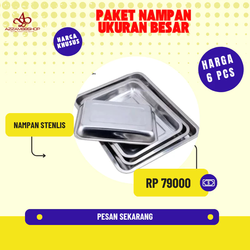 6 pcs Nampan Stainless Ukuran Besar
