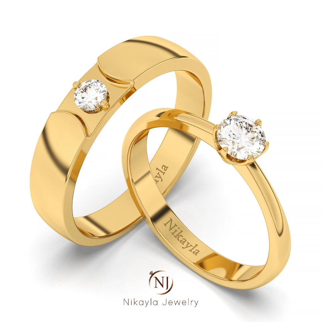 Nikayla Jewelry - Cincin Nikah Elegant Emas 18 K - Couple Rings