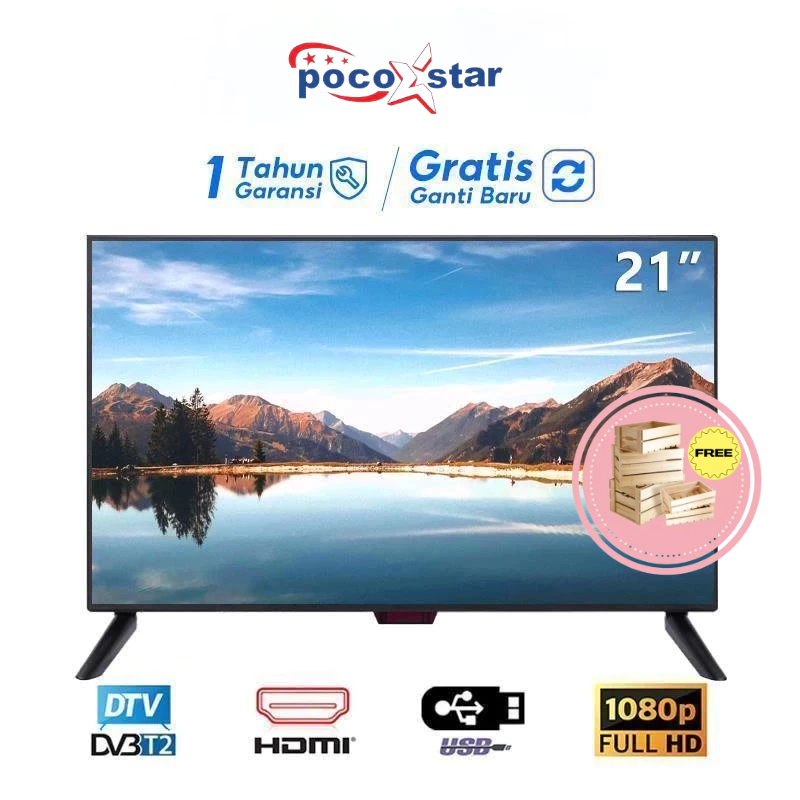 POCOSTAR  TV Digital 21 Inch Full HD TV LED Televisi Murah