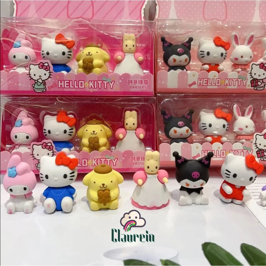 

PENGHAPUS SANRIO FAMILY BOX ISI 4PCS HELLO KITTY CINNAMOROLL KUROMI MYMELODI POMPOPURIN ALAT TULIS