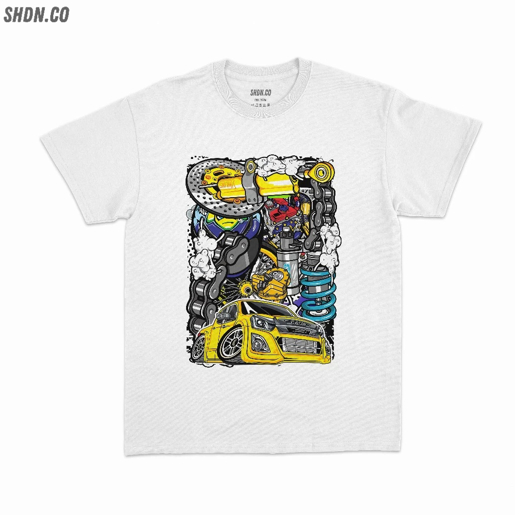 Thailook - T-Shirt - Kaos Cars Ylw - Cotton Combed 24s | PUTIH - Baju Motor - TH7