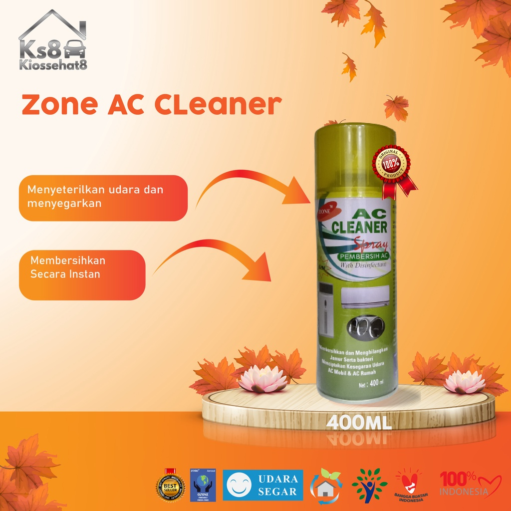 Zone Ac Cleaner Pembersih dan Pengharum Evaporator AC Mobil dan Ruangan dengan Disinfectant | 400Ml 