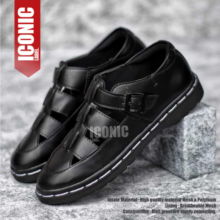 Sepatu Docmart Slop Hitam Casual Wanita