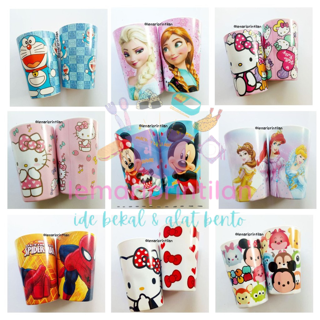LP Hiasan Bekal Gelas Melamin Anak Gelas Melamin Karakter Gelas Melamine Perlengkapan Makan Anak