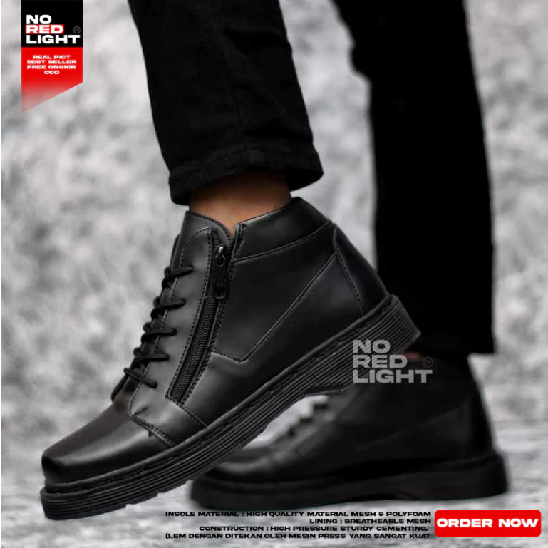 Sepatu Formal Boots Pantofel Docmart Pria Hitam Resleting