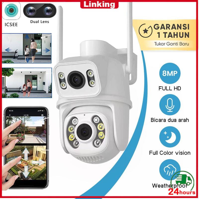 【COD】IP Camera CCTV 6MP Dual Lens Outdoor Kamera Wifi Outdoor Waterproof 360 Derajat Camera CCTV Dual Lens