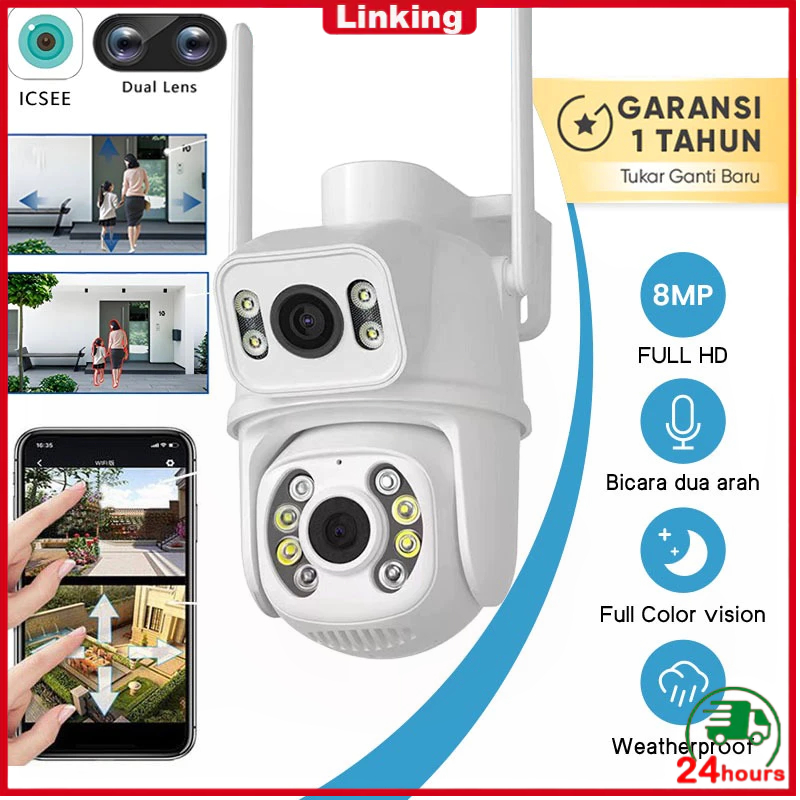 【COD】IP Camera CCTV 6MP Dual Lens Outdoor Kamera Wifi Outdoor Waterproof 360 Derajat Camera CCTV Dua