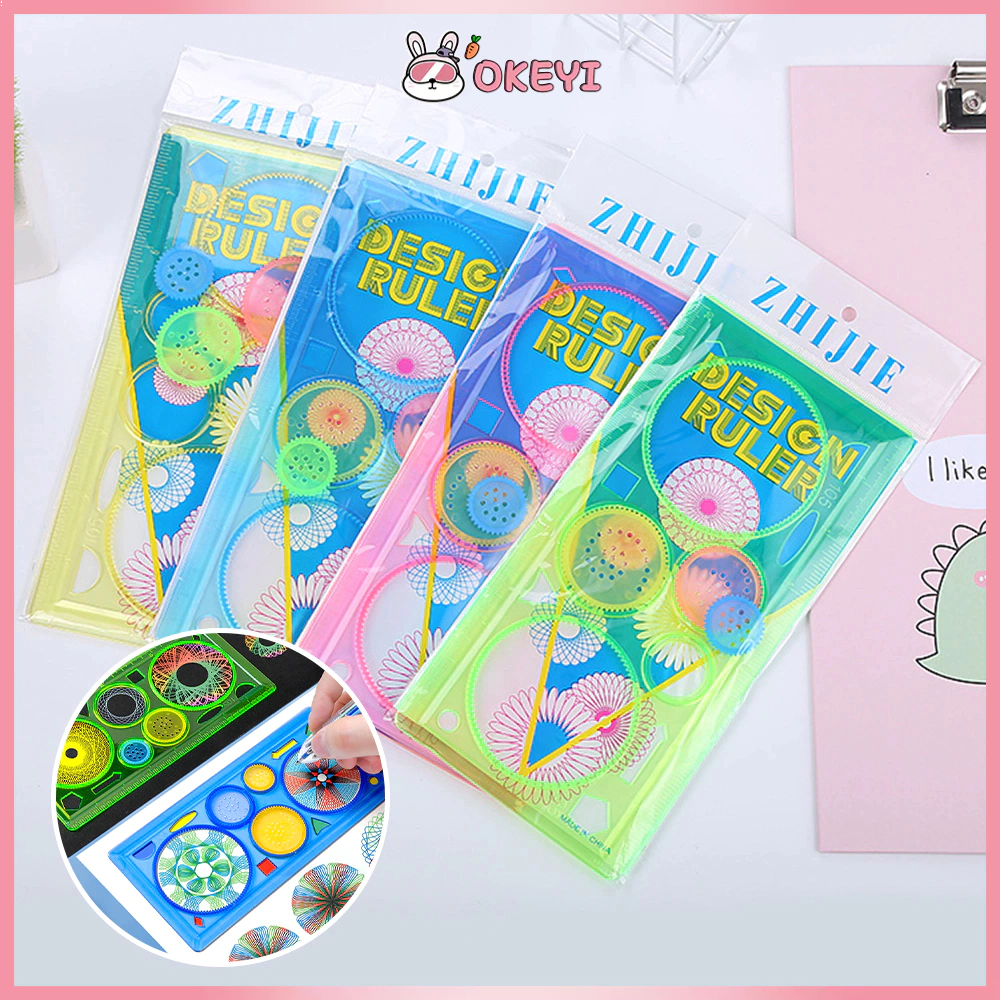 

OKEYI Penggaris Rotary Gambar Pola Bunga/Penggaris Geometrik Spirograph