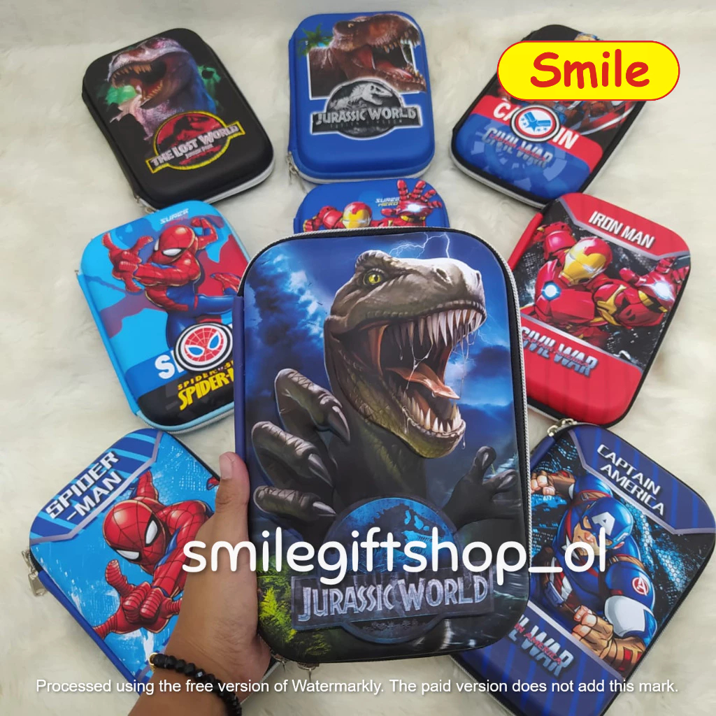 

Tempat Kotak Pensil Anak Sekolah Pencil Case Hardcase Timbul Kotak Super Hero Ironman Spiderman Captain America Dinosaurus Unofficial Import