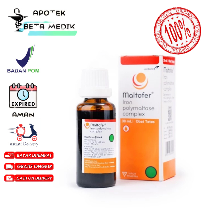 MALTOFER DROPS 30 ML - Obat Vitamin Anemia Kekurangan Zat Besi Asam Folat Hamil Lahir Anak Bayi Drop