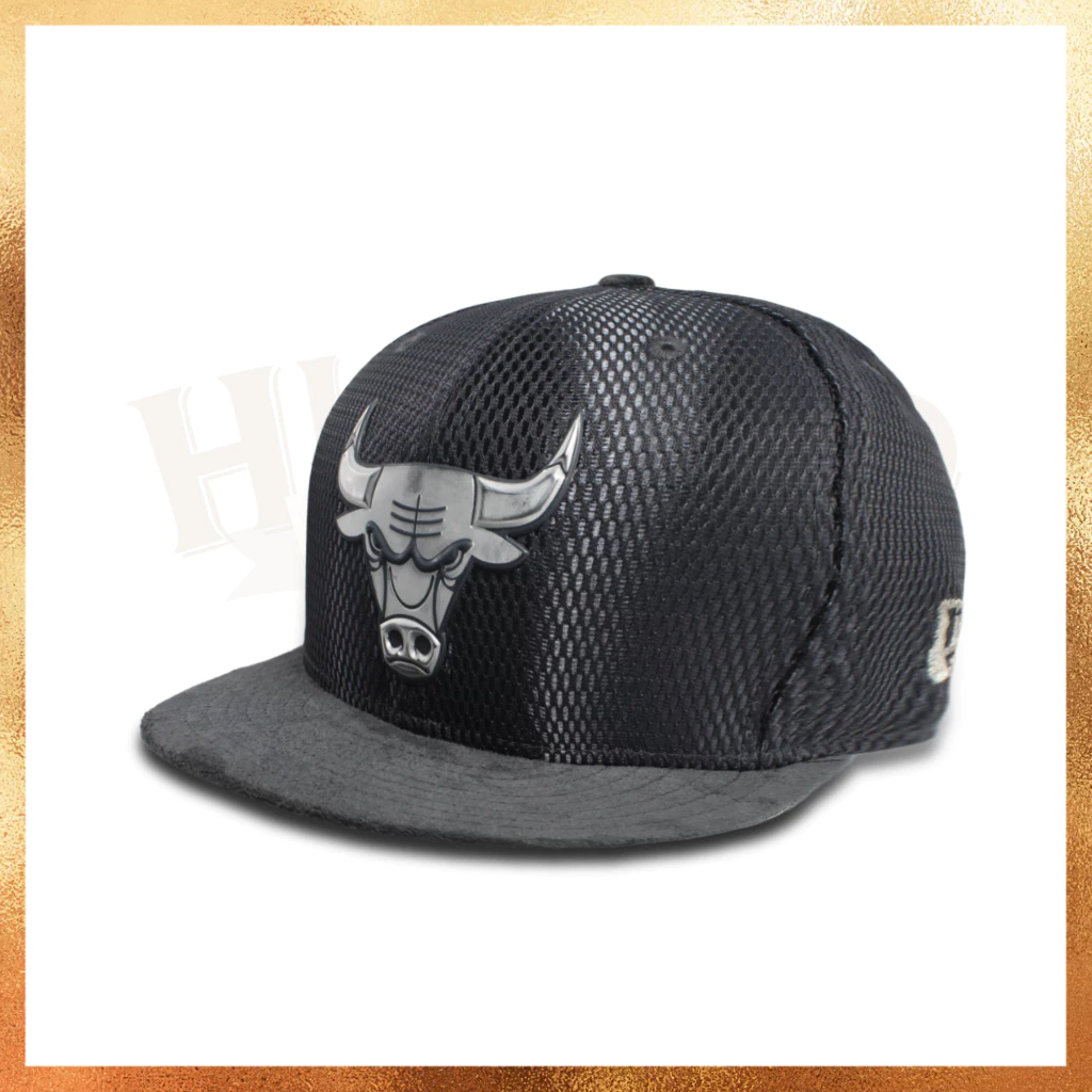 Topi New Era Chicago Bulls Logo Grey Suede 59FIFTY Original