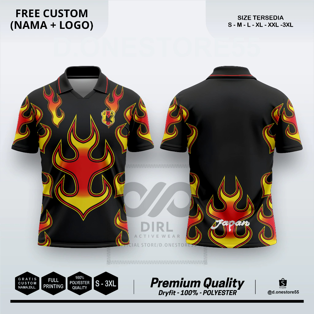 JERSEY RETRO JAPAN GK '98 DRY FIT FLAME - ANIME KAOS VINTAGE UNISEX