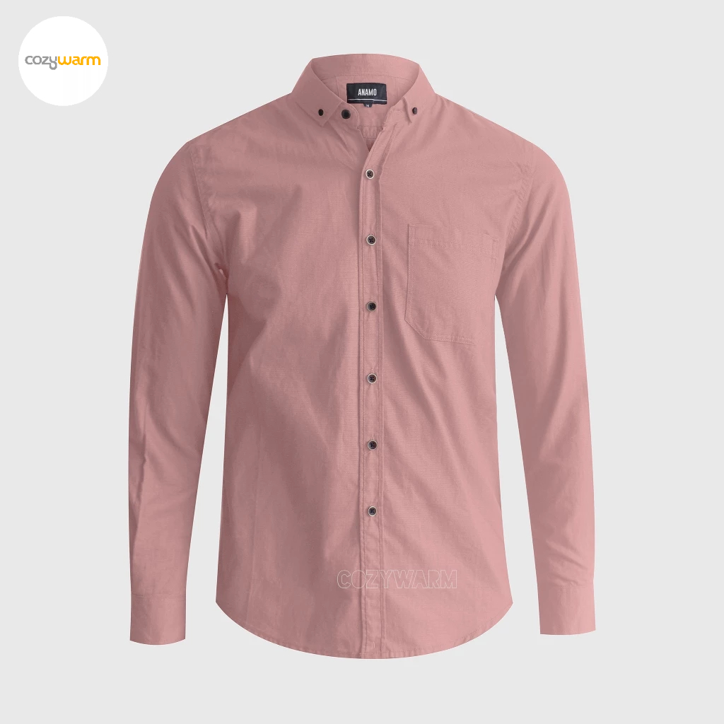 KEMEJA POLOS PRIA DUSTY PINK PANJANG