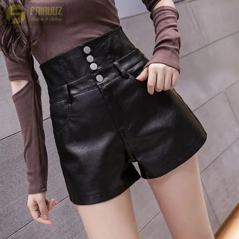 Celana Pendek Kulit Skinny Leather Shorts Women Hotpants Slimfit High Waist Terbaru 2024 Mode Spring